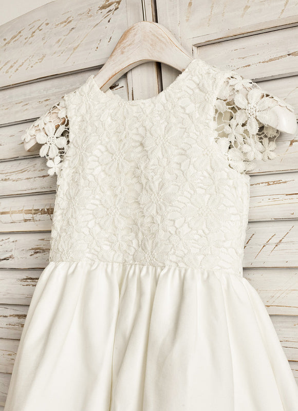 Robe Trapèze Satin Vert Poudré - gallery 5