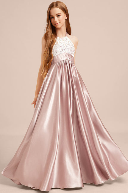 Robe Trapèze Halter Satinée Rose - gallery 3