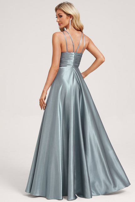 Robe Trapèze Satinée Azur - gallery 4