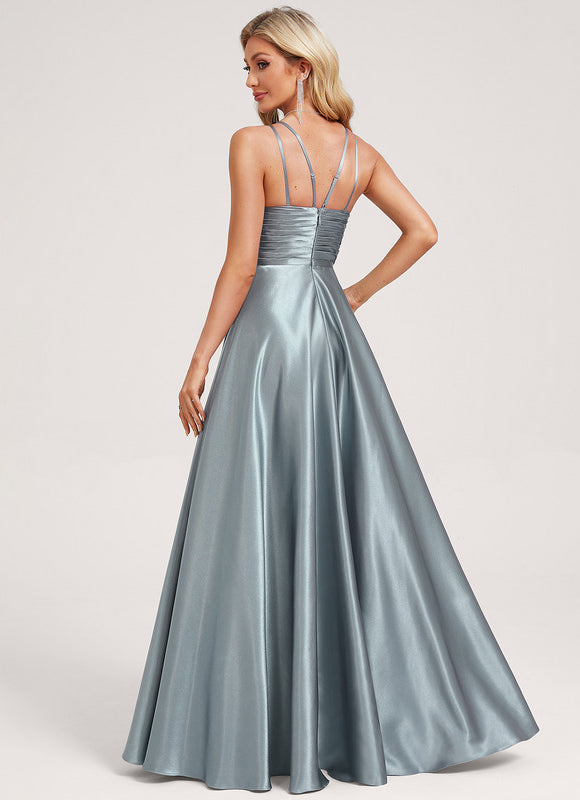 Robe Trapèze Satinée Azur - gallery 4