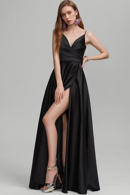 Robe Trapèze Satin Noir Chic