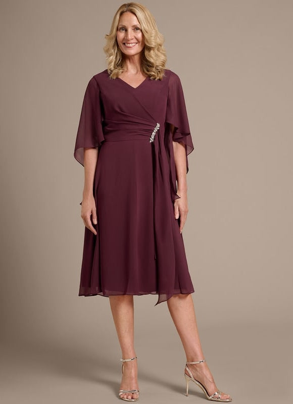 Robe Trapèze Élégance Prune - gallery 2