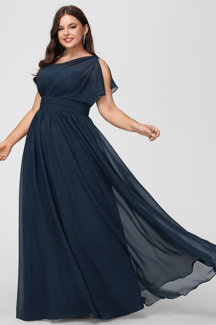 Robe Trapèze Asymétrique Beige - gallery 5