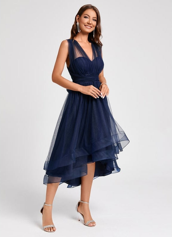 Robe Trapèze Élégance Marine Tulle - gallery 3