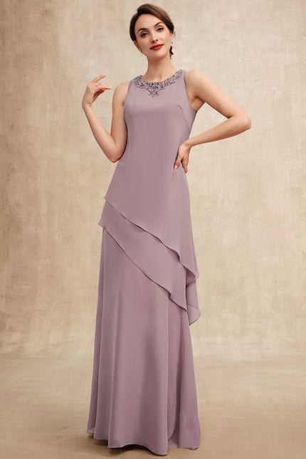 Robe Trapèze Bleue Marine Longue Avec Perles - gallery 5
