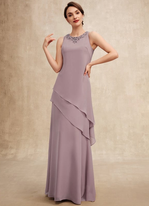 Robe Trapèze Bleue Marine Longue Avec Perles - gallery 5