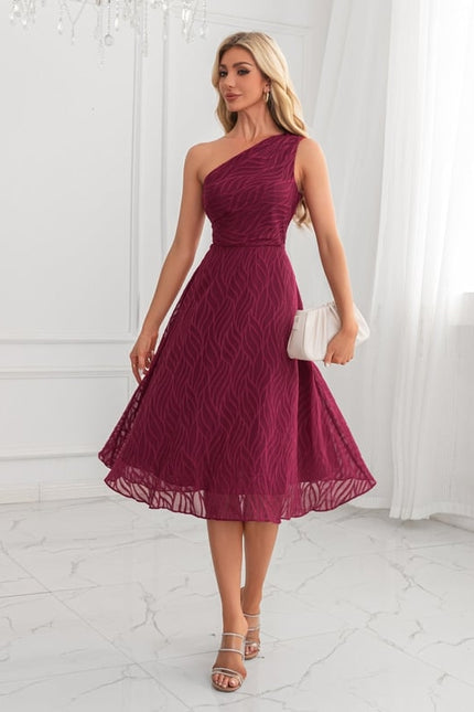 Robe Trapèze Bordeaux Ondulée - gallery 5