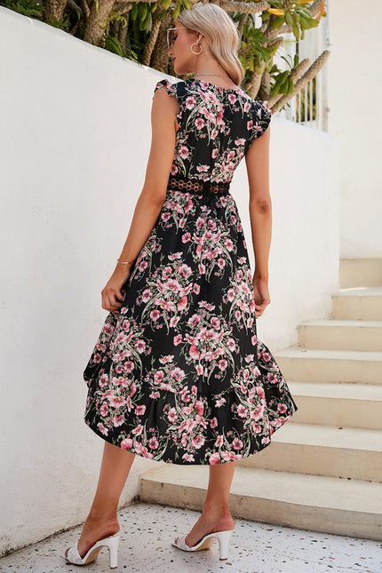 Robe Trapèze Fleur Noire Élégante - gallery 4