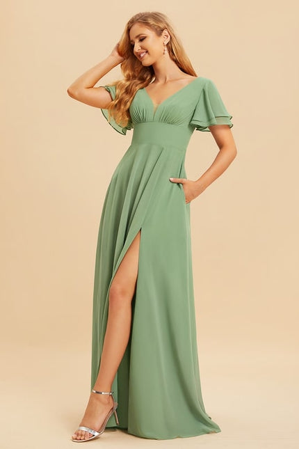 Robe Trapèze Mousseline Fendue - gallery 1