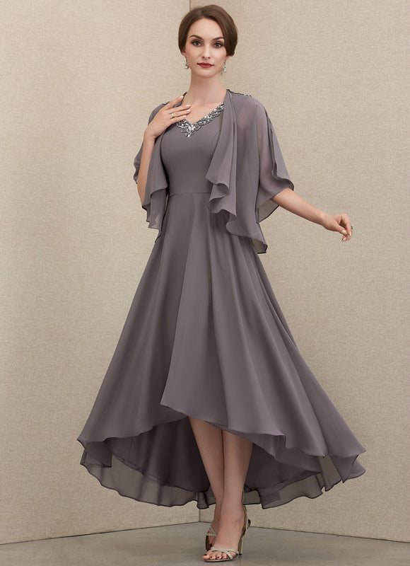 Robe Trapèze Gris Satiné Élégant