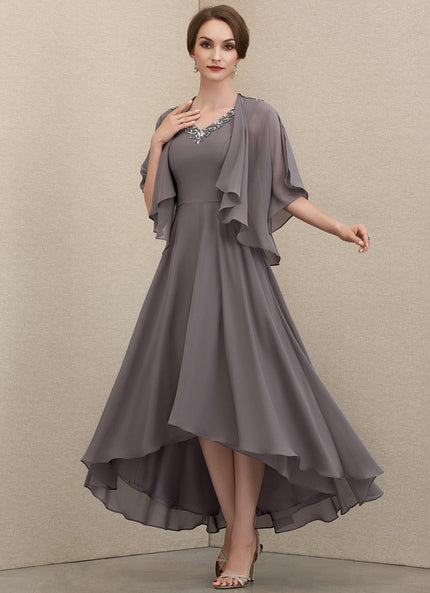 Robe Trapèze Gris Satiné Élégant
