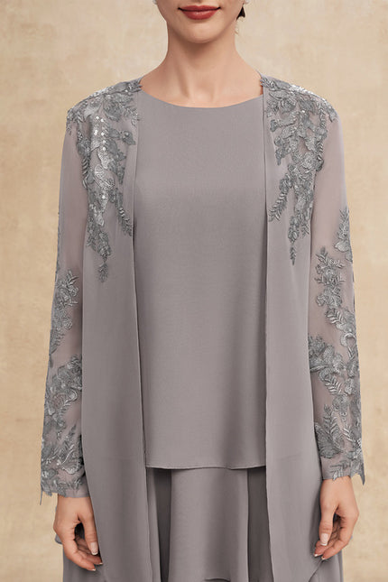 Robe Trapèze Grise Volante - gallery 7