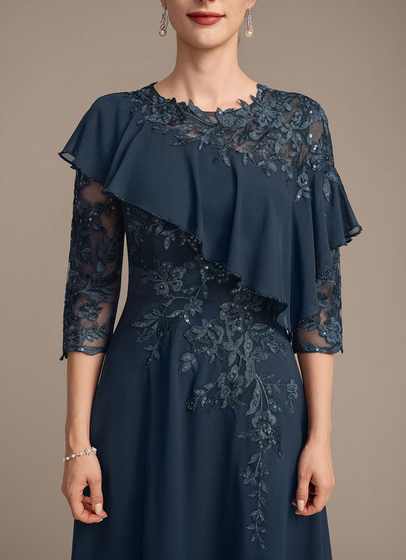 Robe Trapèze Marine Florale - gallery 6