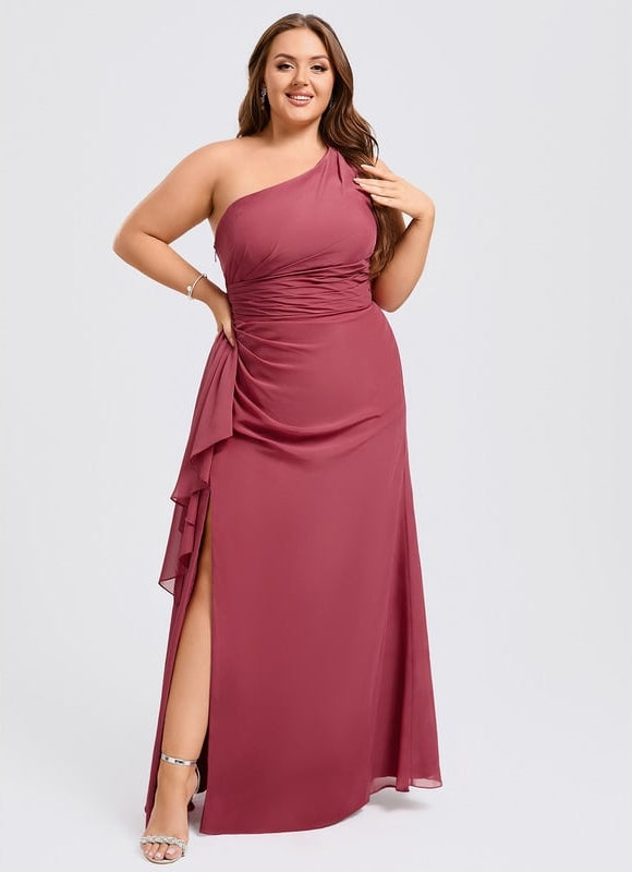 Robe Trapèze Asymétrique Beige - gallery 5