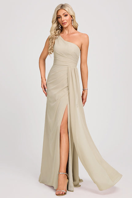 Robe Trapèze Asymétrique Beige