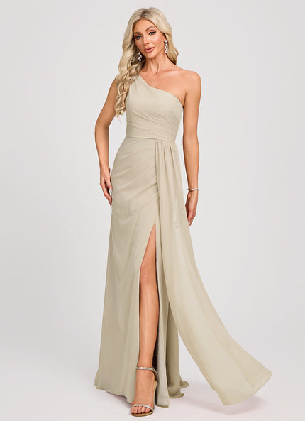 Robe Trapèze Asymétrique Beige