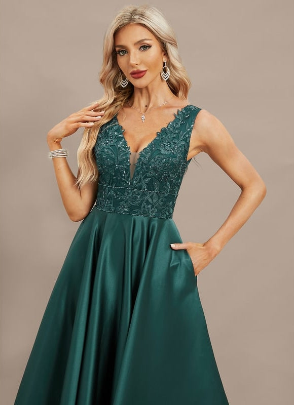 Robe Trapèze Satiné De Mystère - gallery 2