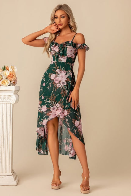 Robe Trapèze Élégance Florale Émeraude - gallery 3