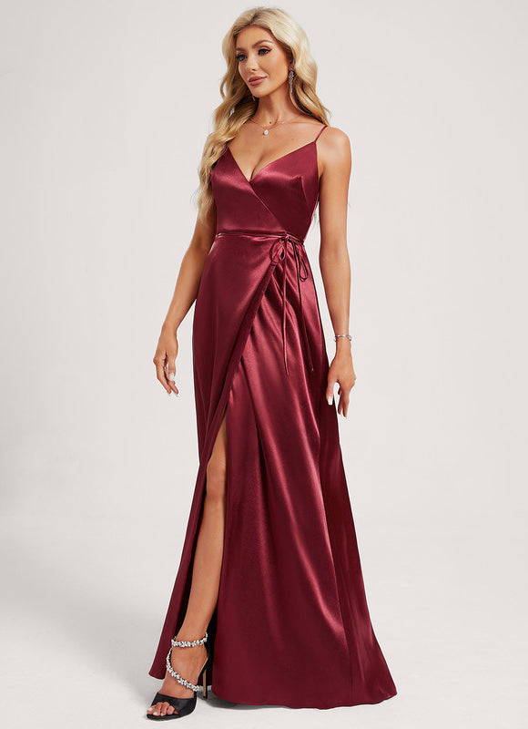 Robe Trapèze Satin Doré Élégante - gallery 1