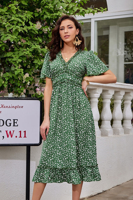 Robe Trapèze Élégance Marine Florale - gallery 1