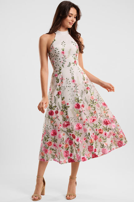 Robe Trapèze Fleurie Noire - gallery 4