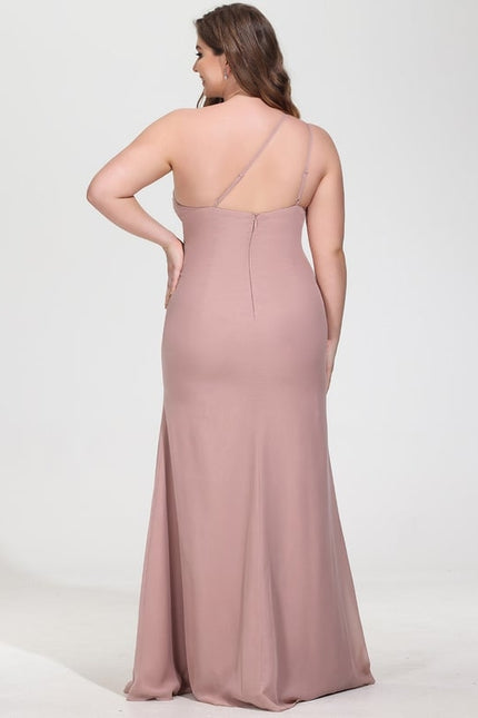 Robe Trapèze Asymétrique Beige - gallery 9