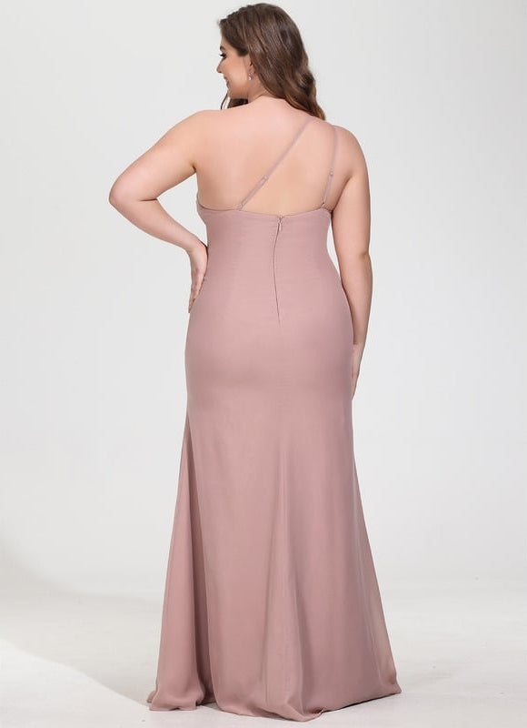 Robe Trapèze Asymétrique Beige - gallery 9