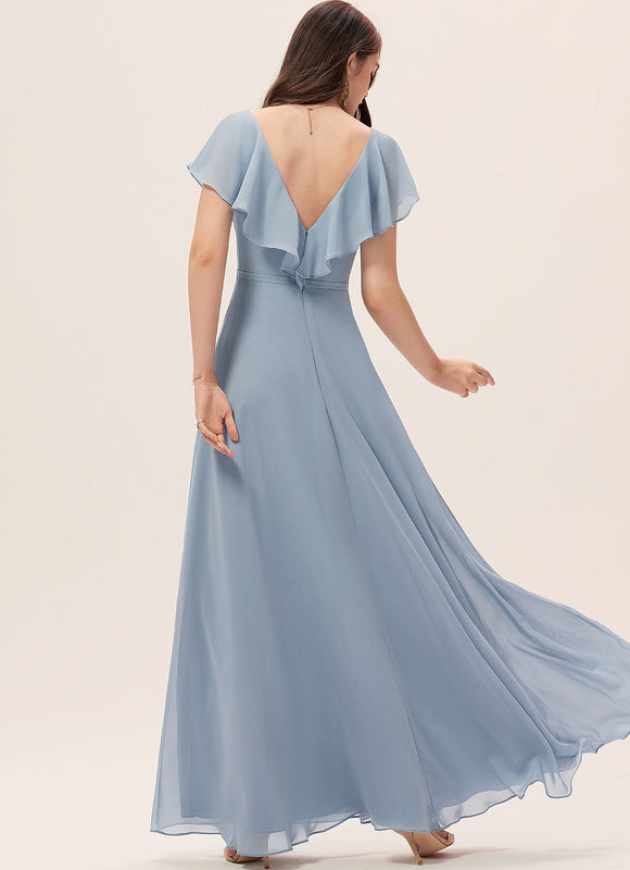 Robe Trapèze Longue Beige Élégante - gallery 1