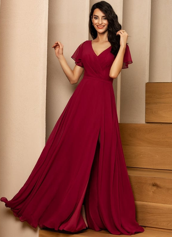 Robe Trapèze Longue Beige Élégante - gallery 3