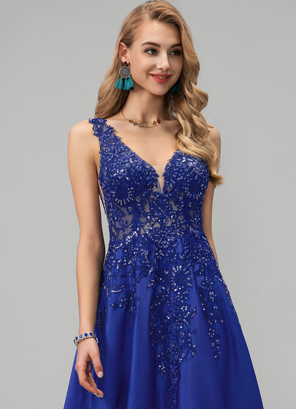 Robe Trapèze Satin Bleu Mystique - gallery 2