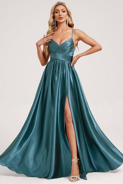 Robe Trapèze Satin Doré Élégante