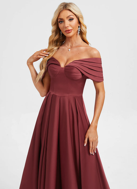 Robe Trapèze Bordeaux Satinée - gallery 2