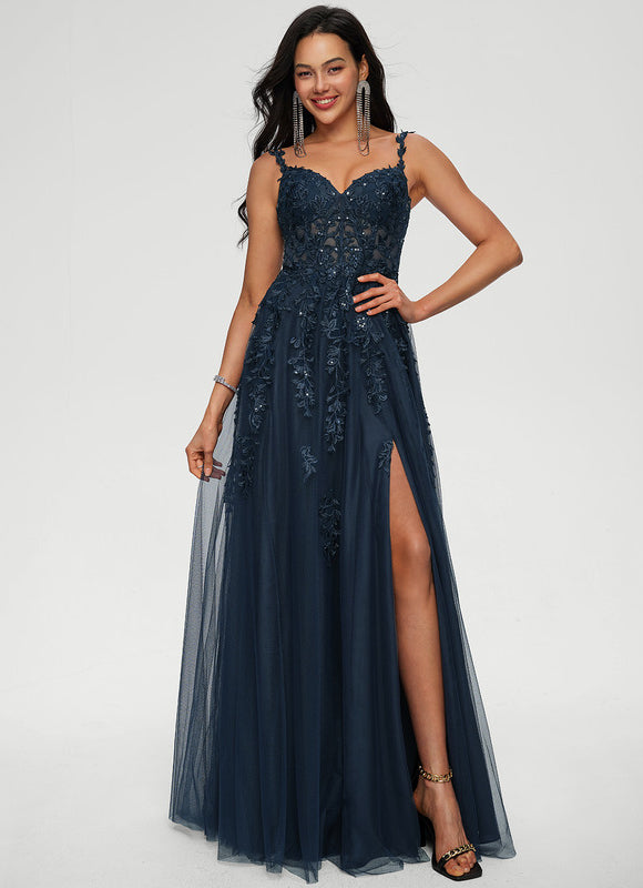 Robe Trapèze Bleu Lumineux Tulle