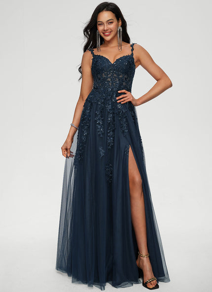 Robe Trapèze Bleu Lumineux Tulle
