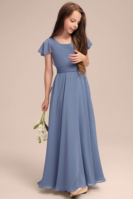 Robe Trapèze Mousseline Bleue - gallery 1