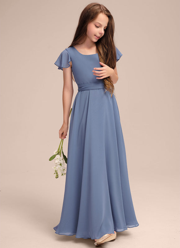 Robe Trapèze Mousseline Bleue - gallery 1