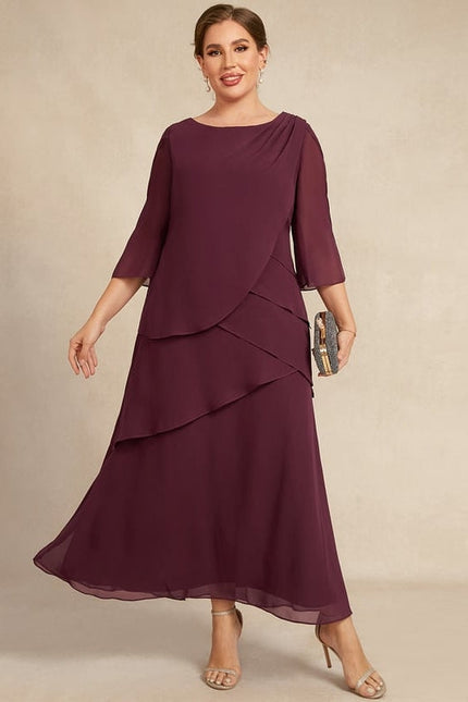 Robe Trapèze Mauve Mousseline Plissée Longue - gallery 8