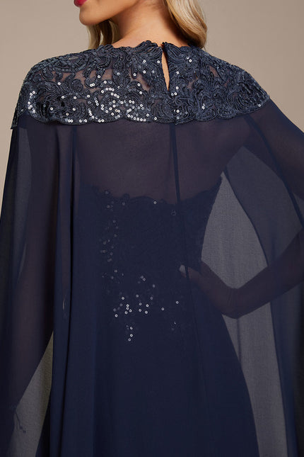 Robe Trapèze Bleue Marine Bal De Soirée - gallery 6