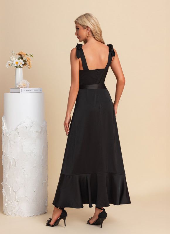 Robe Trapèze Noir Élégance Satinée - gallery 4