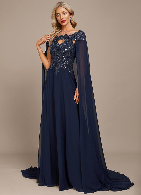 Robe Trapèze Bleue Marine Bal De Soirée - gallery 2