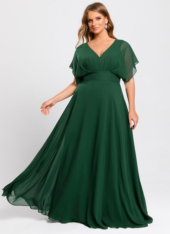 Robe Trapèze Longue Beige Élégante - gallery 7