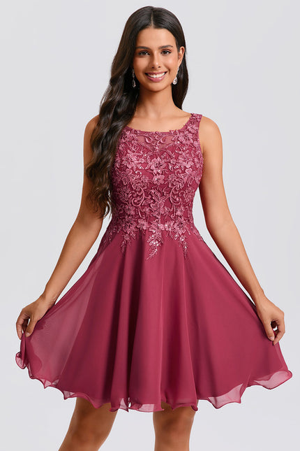 Robe Trapèze Cerise Élégante