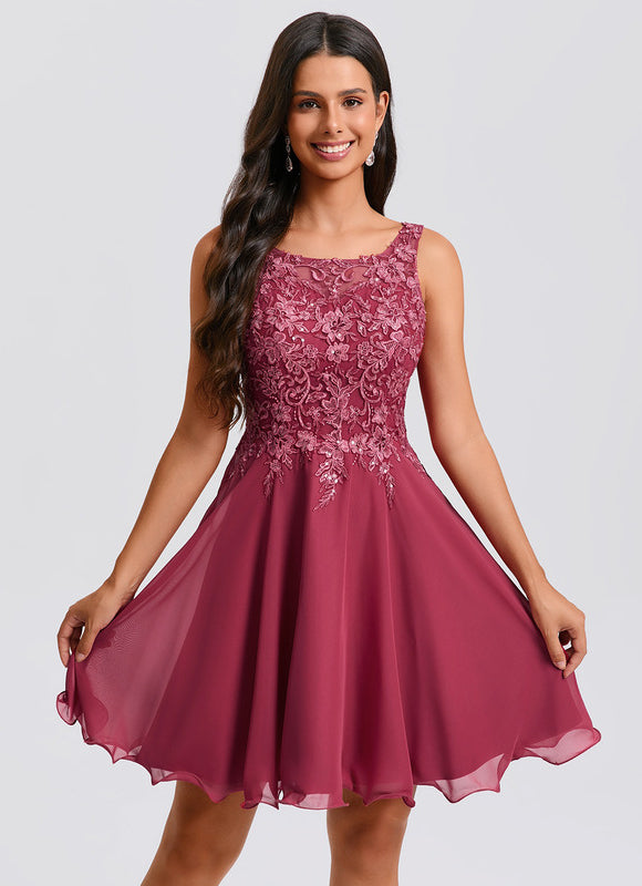 Robe Trapèze Cerise Élégante