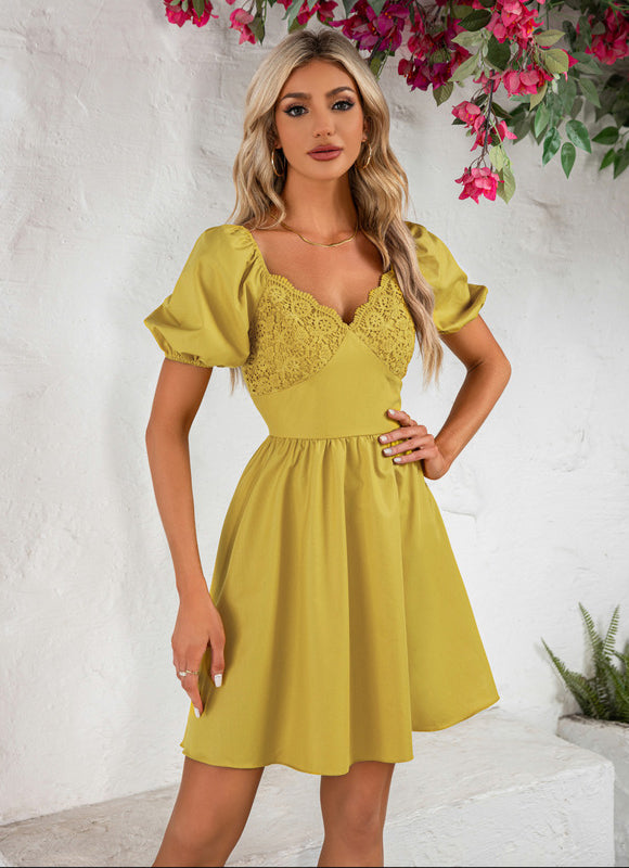 Robe Trapèze Jaune Légère - gallery 5