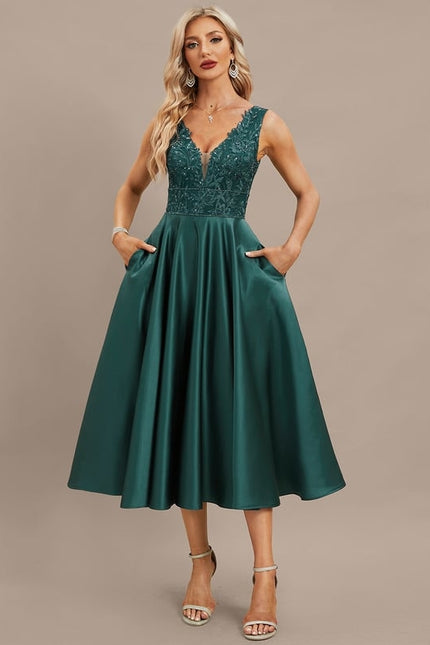 Robe Trapèze Satiné De Mystère - gallery 3