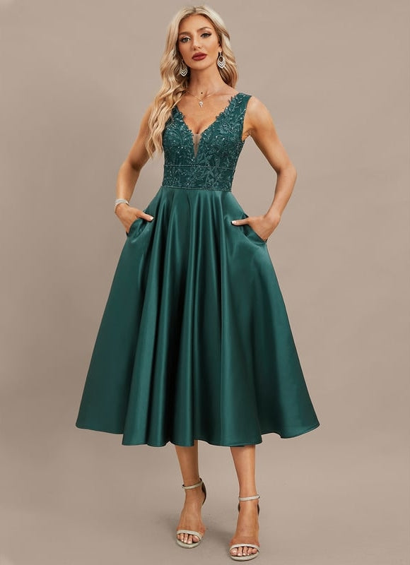 Robe Trapèze Satiné De Mystère - gallery 3