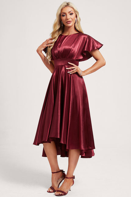 Robe Trapèze Rouge Satiné Élégant - gallery 2