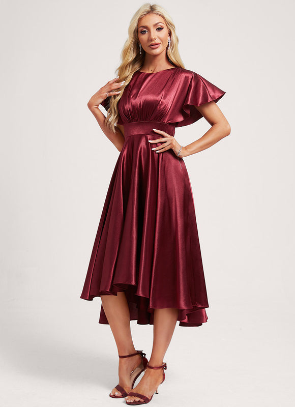 Robe Trapèze Rouge Satiné Élégant - gallery 2