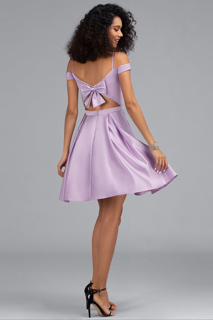 Robe Trapèze Lilas Satiné - gallery 3
