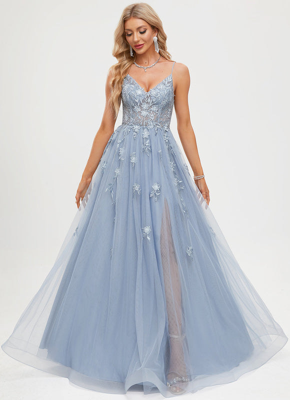 Robe Trapèze Tulle Azur Éthéré - gallery 3